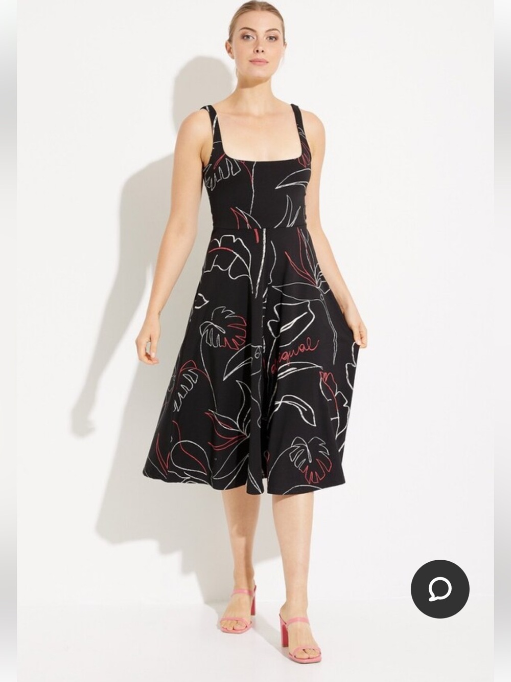 Desigual Tropical Print Sleeveless Fit & Flare Dress.  Size Medium